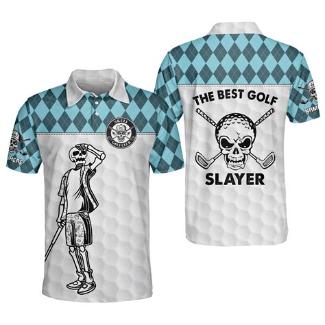 Lasfour Custom Funny Golf Shirts for Men, The Golf Slayer Men's Skull ...