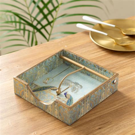 Buy HomeShastra® Wooden Napkin Holder with Gold Engraving | Pack of 1 ...