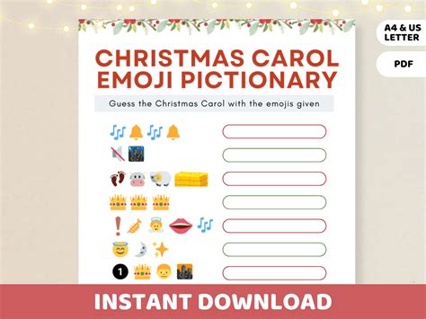 Christmas Carols Emoji Pictionary Game Printable PDF | Christian Party Icebreaker | Christmas ... - Similar T Emoji