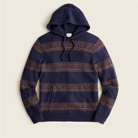 J.Crew: Fair Isle Rugged Merino Pullover Hoodie For Men