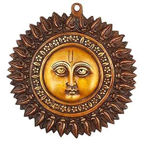 Collectible India Sun Mask Religious Wall Hanging Art - Brass Sculpture ...