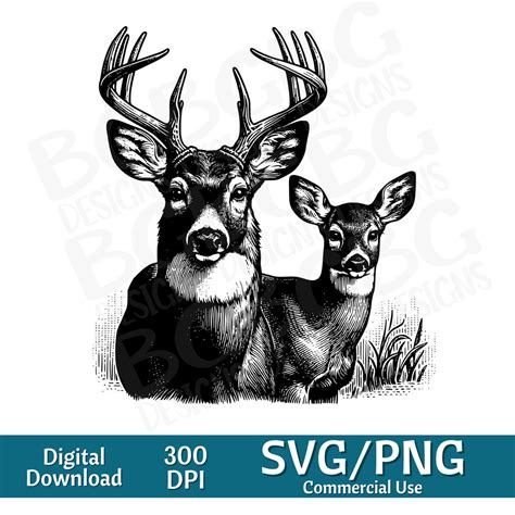 Buck and Doe SVG, Buck Clipart, Whitetail Svg, Hunting Svg, Deer Clipart, Big Rack Svg, Vector ...