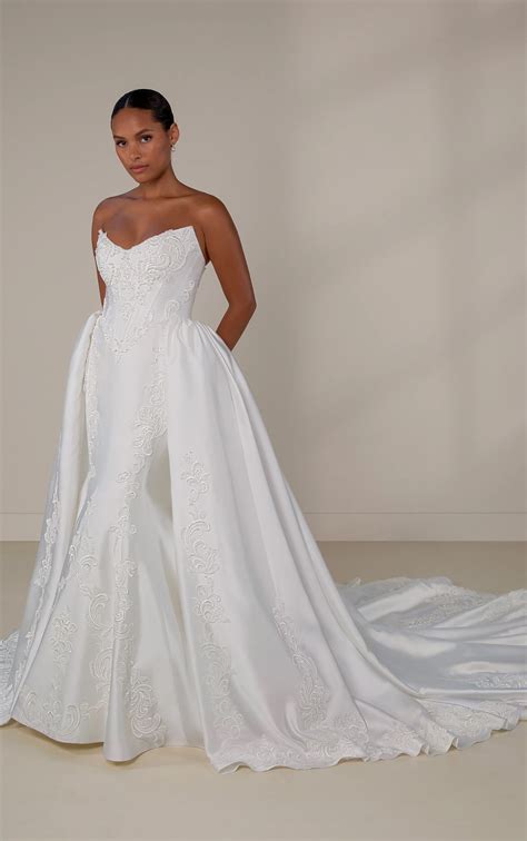 Couture Fit-and-Flare Wedding Dress with Satin Overskirt