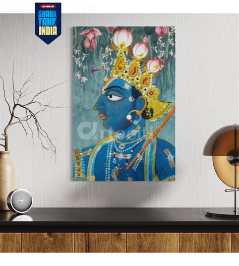Buy Classic Traditional Blue Yellow Lord Shreenath Ji Pichwai Canvas ...