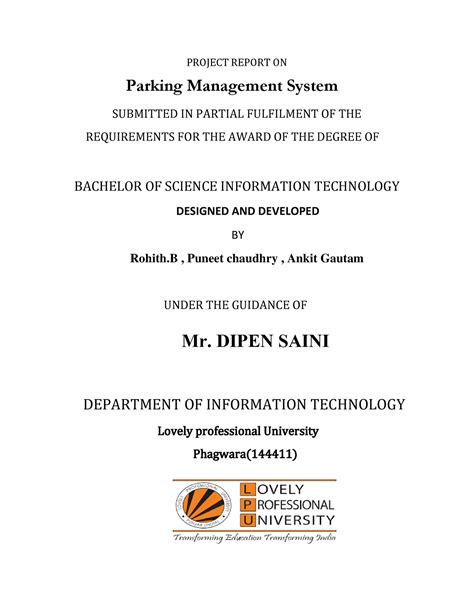 Project Report ON parking mangement - ####### PROJECT REPORT ON Parking ...