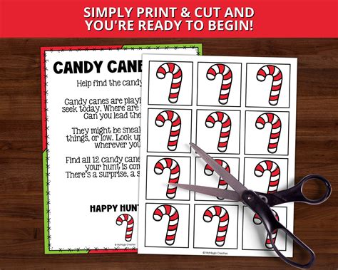 Printable Candy Cane Hunt Game, Candy Cane Scavenger Hunt, Holiday Game ...