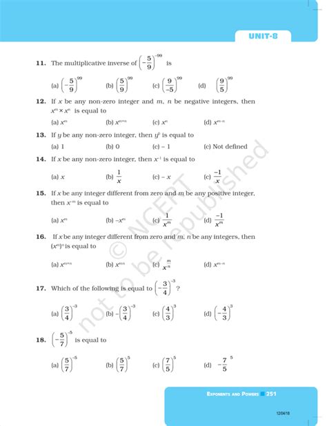 NCERT Exemplar Class 8 Maths Chapter 8 Exponents and Powers