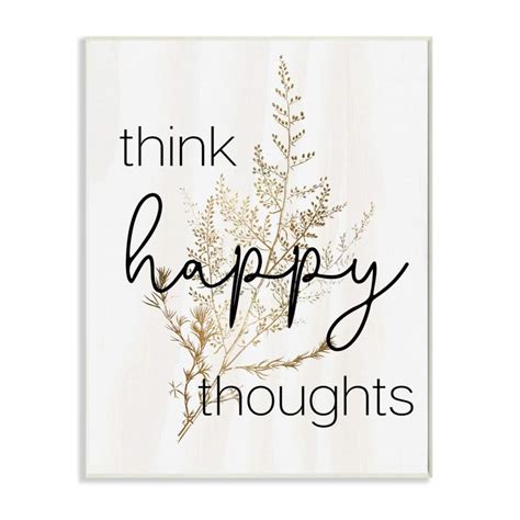 Stupell Industries Think Happy Thoughts Wall Art, Size: 13" x 19 ...