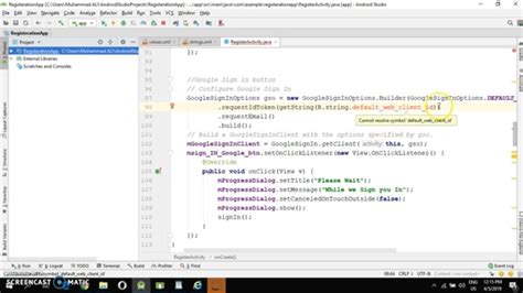 Image result for Cannot Resolve Symbol 'Default Web Client ID