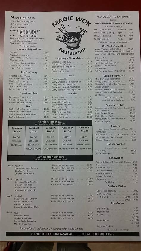 Menu at Magic Wok restaurant, Charlottetown, 161 Maypoint Rd