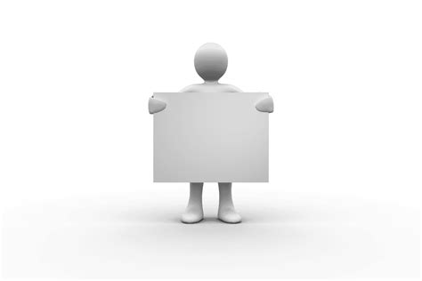 3D Character Holding Blank Sign on Transparent Background - Free Stock ...