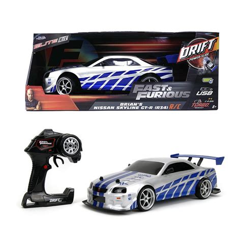 Fast & Furious 1:10 Nissan Skyline GT-R R34 Drift RC Radio Control Cars, Plastic, 8+ - Walmart.com