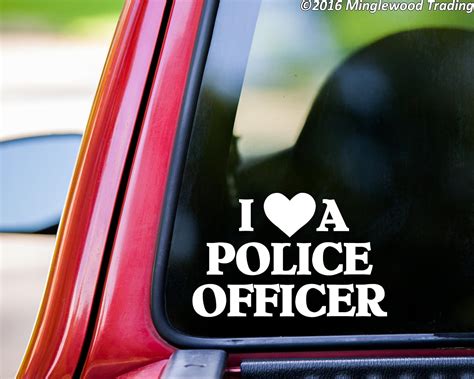 I LOVE A POLICE OFFICER 8" x 5" Vinyl Decal Sticker - Cop Heart Police ...