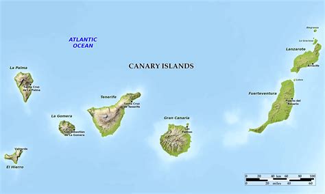 Blue Green Atlas - Free relief map of Spain - Canary Islands (Canarias)
