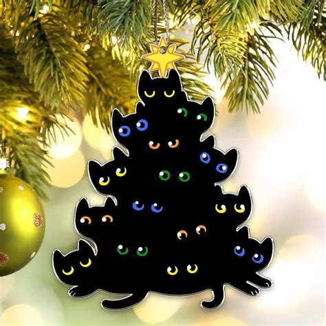 Fnochy Black Cat Christmas Decorations - Black Cat Xmas Decor Tree ...