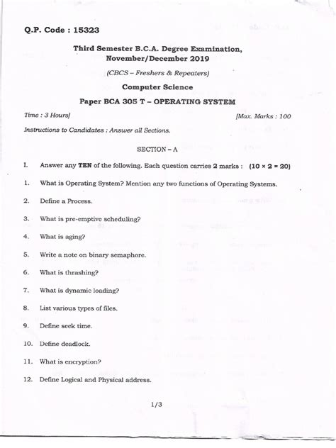 Operating System Exam Questions PDF 的图像结果