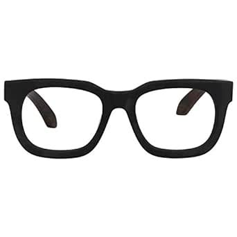 Buy Zeelool Retro Thick Rectangle Wood Arm Eyeglasses Frame for Men Non ...