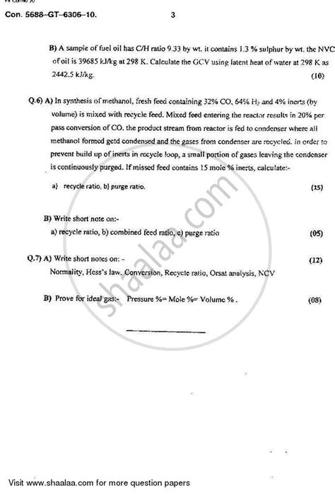 Process Calculations 2010-2011 BE Chemical Engineering Semester 3 (SE ...