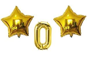 Evisha 1 pcs Number Foil Balloons and 2 pcs Star Golden Foil Balloons ...