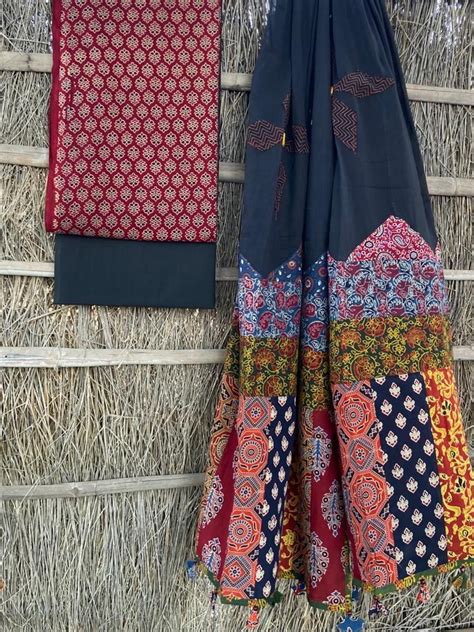Ajrakh Suit With Applique Work Dupatta Catalogue 1