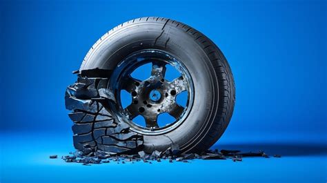 Broken tire punctured car wheel background with copy space | Premium AI ...