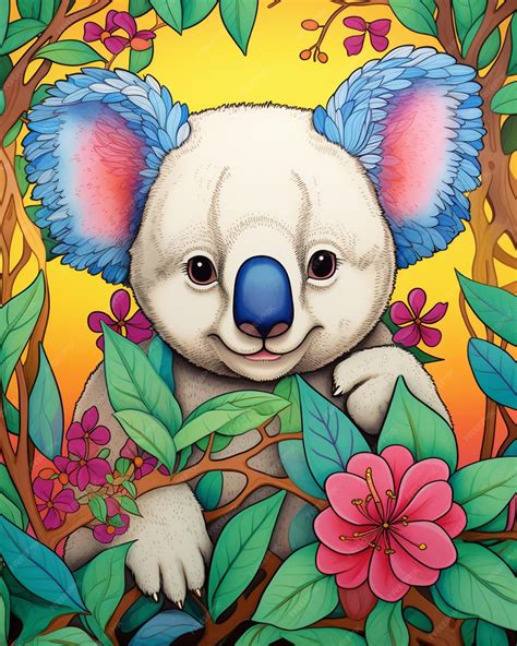 Koala Coloring Pages in Light Yellow | Premium AI-generated image