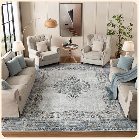 Amazon.com: Istana 9x12 Area Rug - Blue 9 x 12 Area Rugs for Living ...