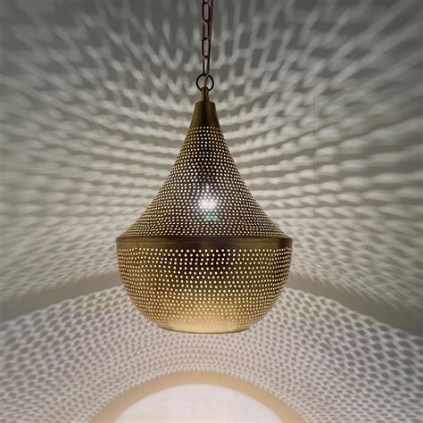 Moroccan Hanging Brass Lamp, Traditional Pendant Light Shade, Solid ...