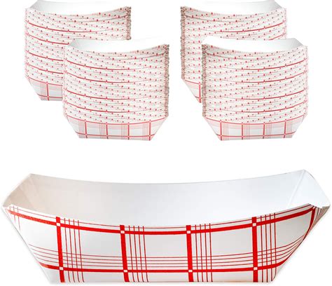 Amazon.com: CROKI Paper Food Boats (1,000 Pack) - Disposable Red Plaid ...