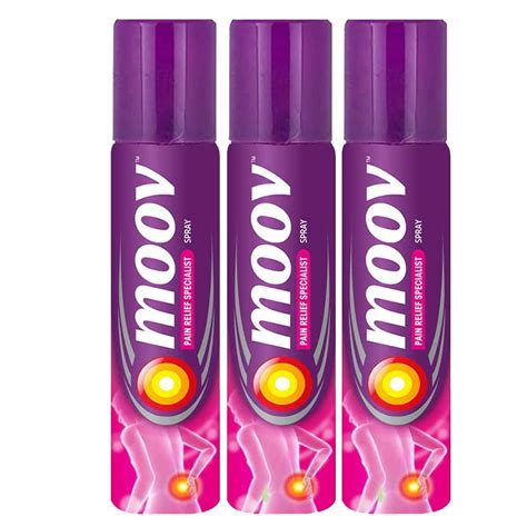 Moov Fast Pain Relief Spray - 80g (Pack of 3) | Suitable for Back Pain ...