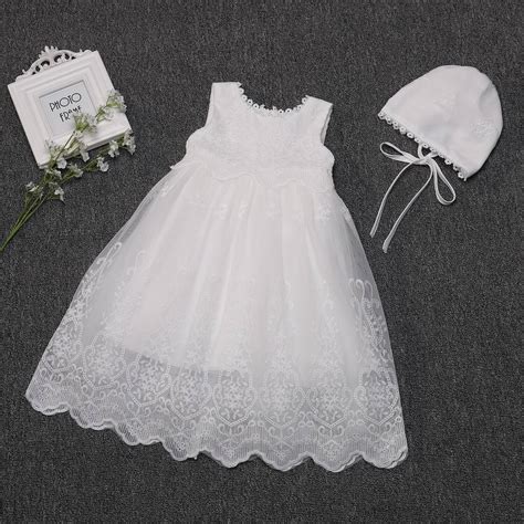 Baby Girls Christening Dress Gown with Bonnet Embroidery Crochet Lace ...