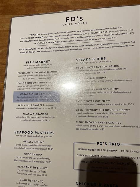 Menu at FD's Grillhouse steakhouse, Tyler, S Broadway Ave #494