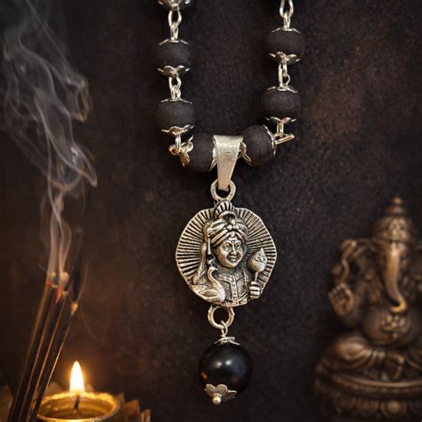 Lord Kartikeya Karungali Malai Necklace - Silver Plated – Mantraa