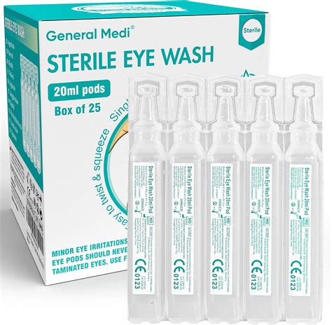General Medi Eye Wash - Sterile Saline Solution 20ml/0.9% (Pack of 25) : Amazon.co.uk: Business ...
