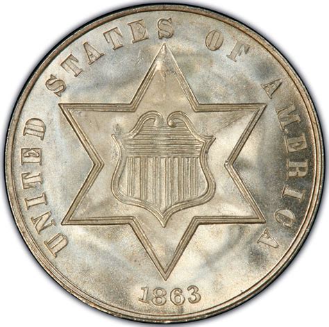 Three Cents 1863, Coin from United States - Online Coin Club