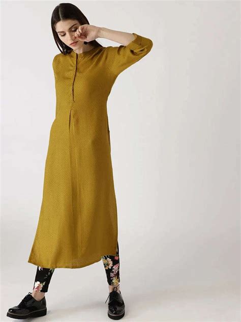 Buy Yellow Solid Rayon Kurta Online at Rs.679 | Libas