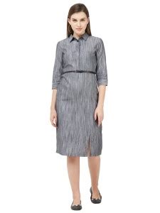 SOIE Women Sheath Grey Knee Length Dress - Buy SOIE Women Sheath Grey ...