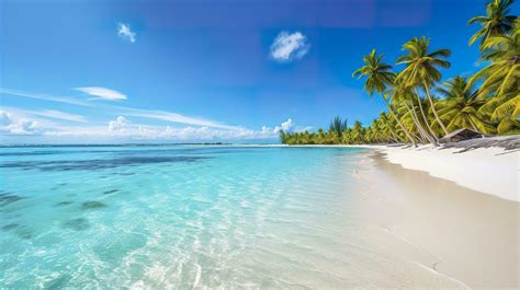 Tropical paradise beach with white sand and crystal clear blue water ...