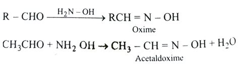 The reaction of an aldehyde with hydroxylamine gives a product which is ...