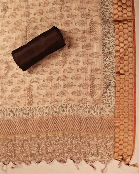 Kota Silk Hand Block Printed Suit with Kota Silk Zari Dupatta – Lavanya ...