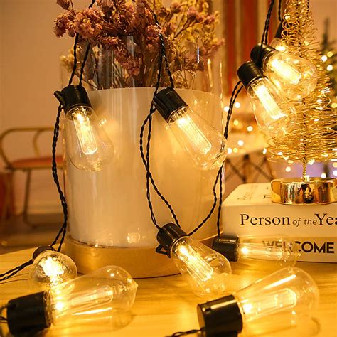 Solar Bulb String Lights Outdoor Solar Waterproof Retro Bulb Fairy ...