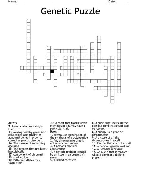 Genetic Puzzle Crossword - WordMint