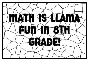 MATH IS LLAMA FUN IN 8TH GRADE! Summer Craftivity Eighth Grade school ...