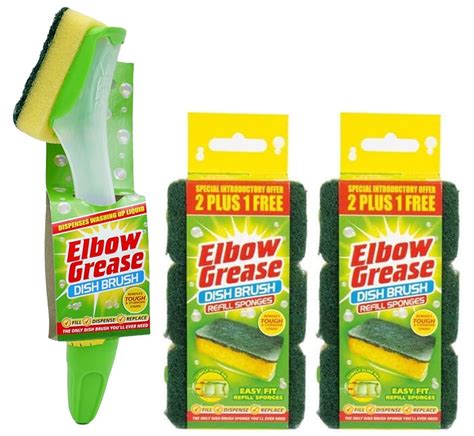 Buy Elbow Grease Fillable Washing Up Brush with Sponge- Ergonomic ...