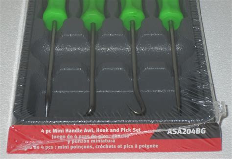 Snap-on 4 PC Mini Handle Awl Hook & Pick Set Green ASA204BG for sale ...