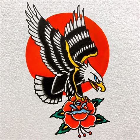 American Traditional Tattoo Eagle Flash