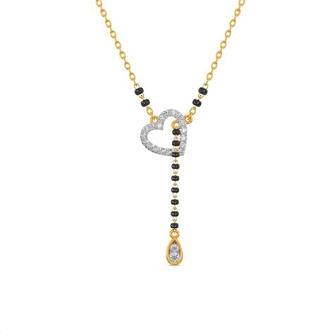 Heart Dangle 9KT Gold Lab Grown Diamond Mangalsutra – PALMONAS