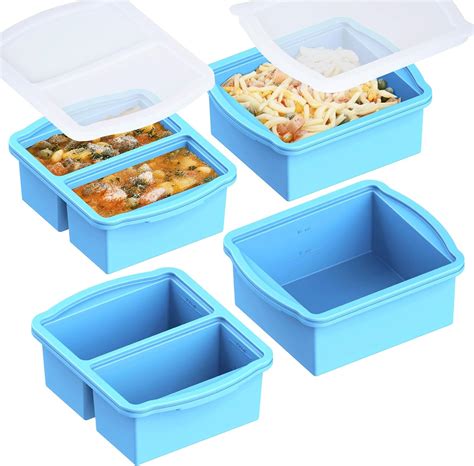 ZIP STANDING Silicone Freezer Trays with Lids, Set of 4 - with 1cup and ...