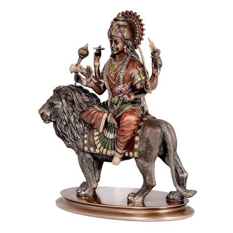 Polyresin Durga ma Sitting Lion Statue – ArtyCraftz - Online Shopping ...