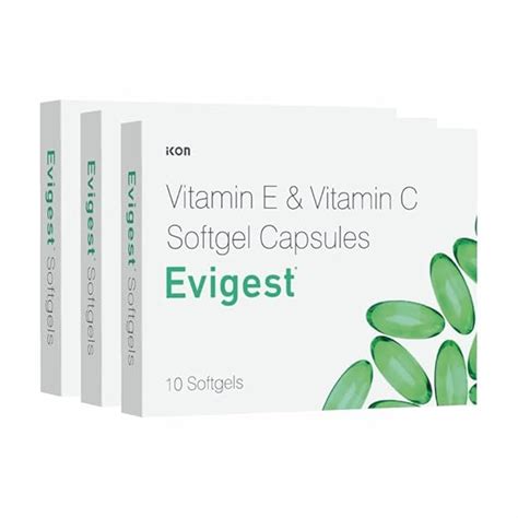 Evigest Softgel 10 Capsules | Enchirched with Vitamin C & Vitamin E ...